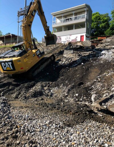 earth digger working on field