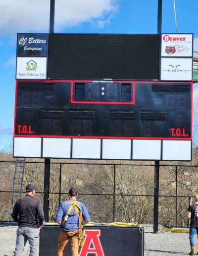 closeup of new scoreboard